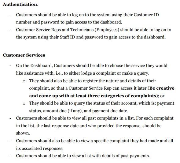 In JAVA, Create a complaints and queries management | Chegg.com