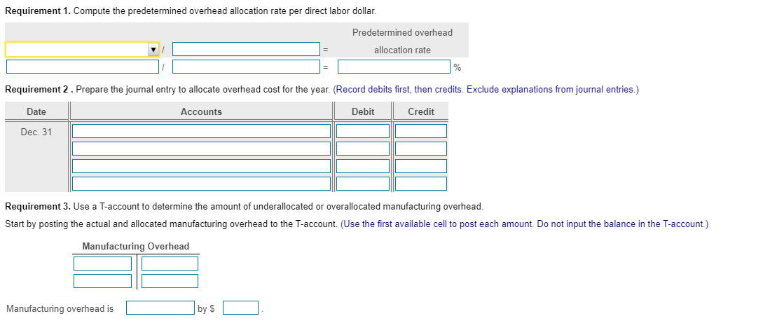 Solved Requirement 1. Compute the predetermined overhead | Chegg.com