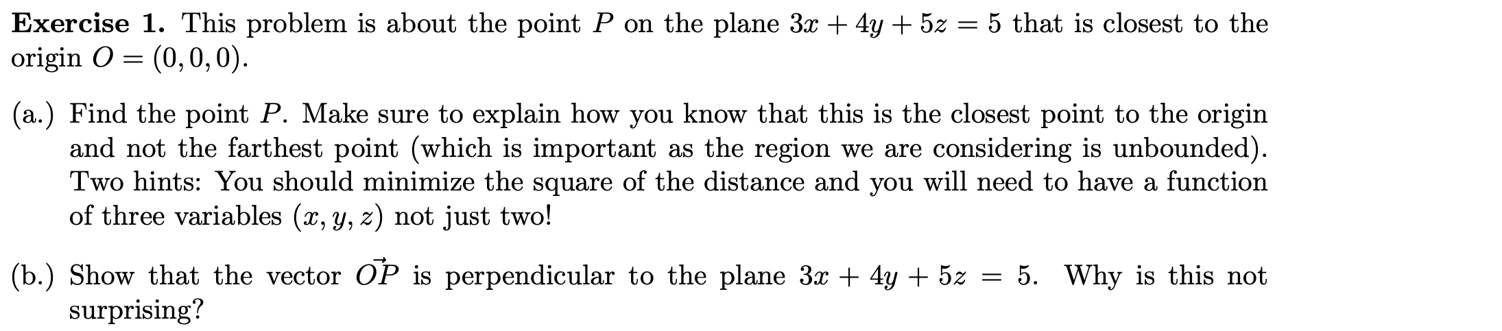 Solved Exercise 1. This Problem Is About The Point P On The | Chegg.com