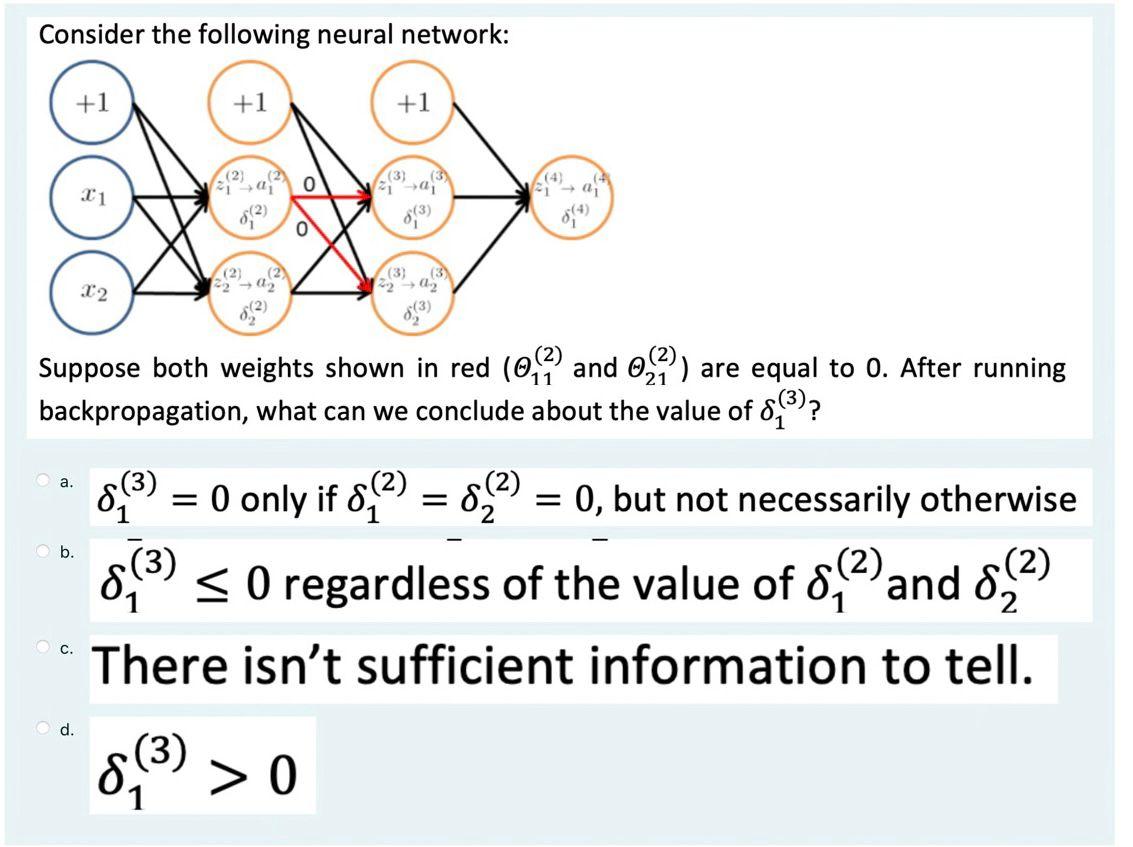 Solved Consider the following neural network: +1 +1 +1 (3) | Chegg.com
