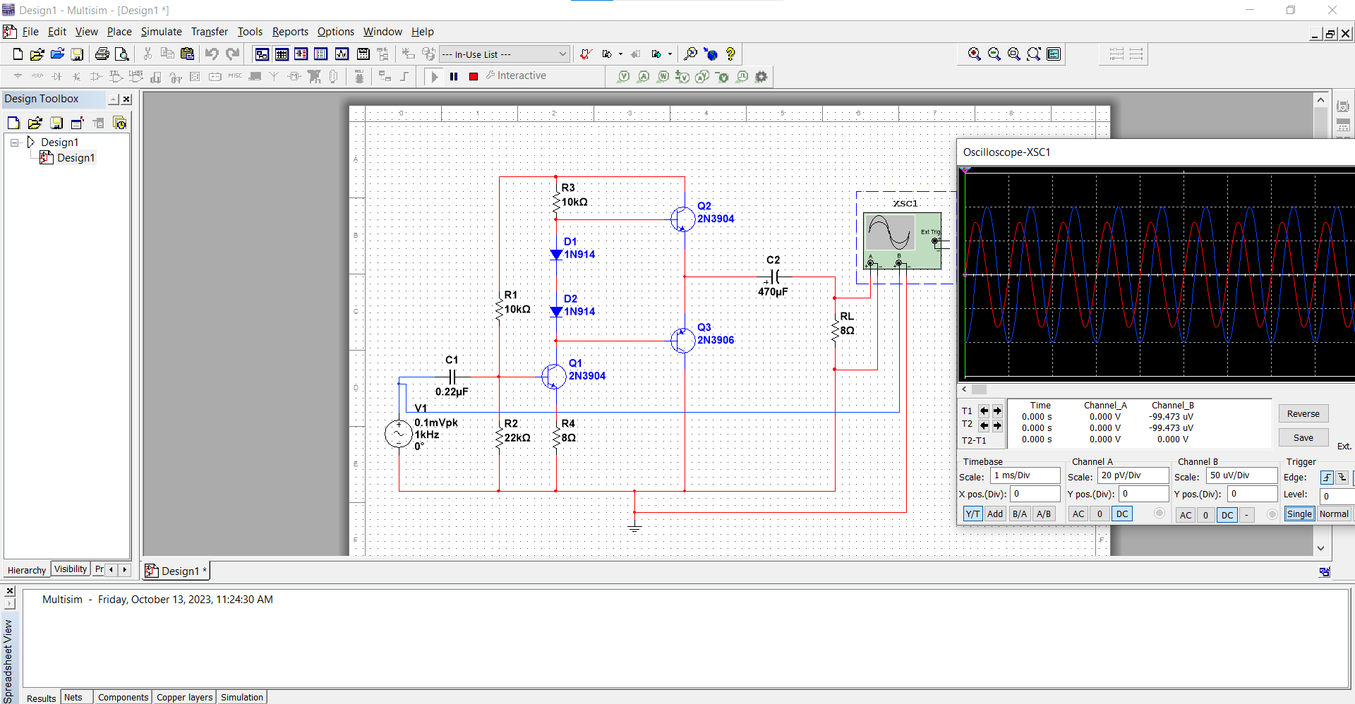 Solved I Am Trying To Design An AB Class Audio Amplifier | Chegg.com