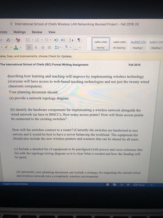 D International School of Chefs Wireless LAN | Chegg.com