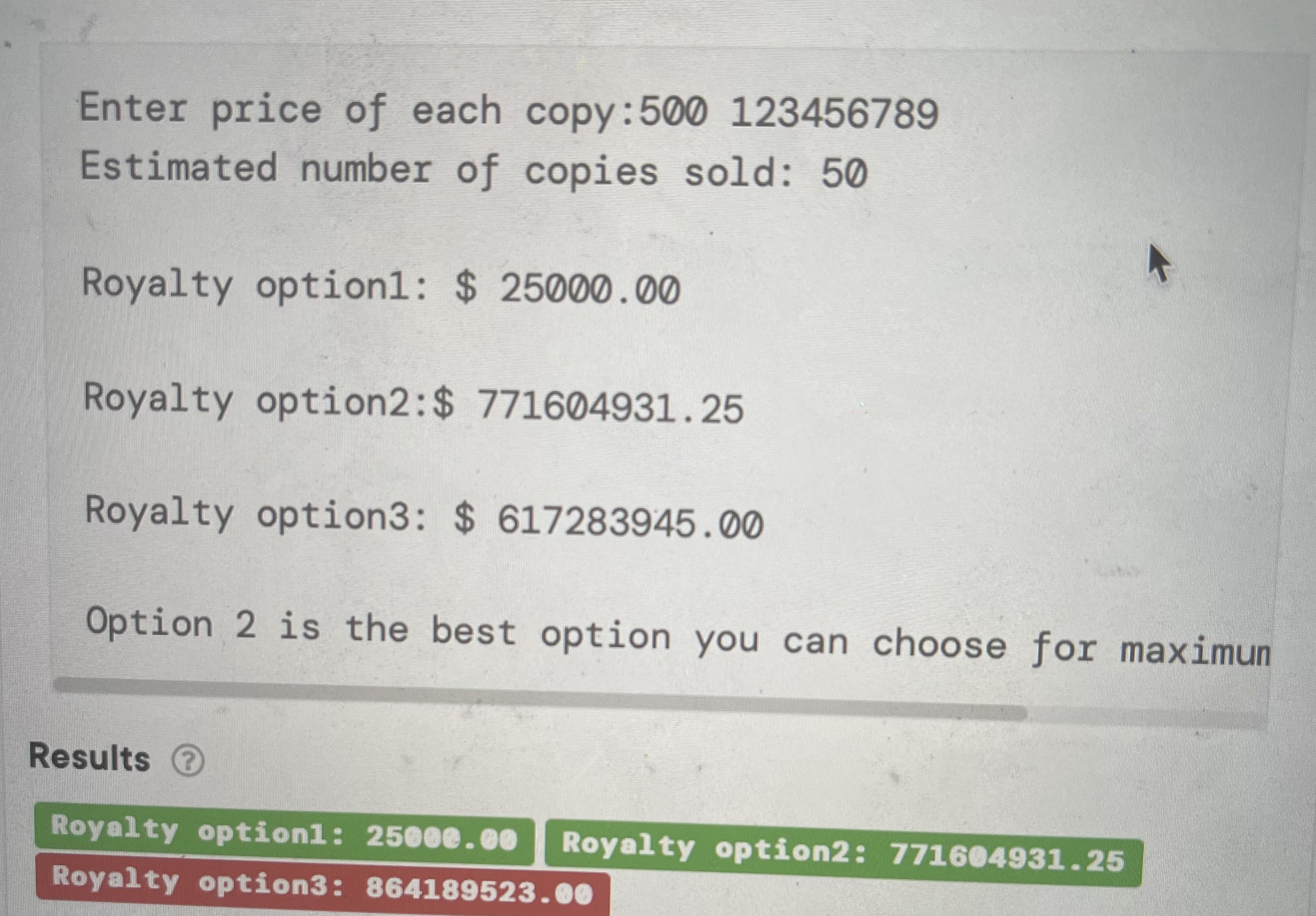 Solved Enter price of each copy:500 123456789 Estimated | Chegg.com