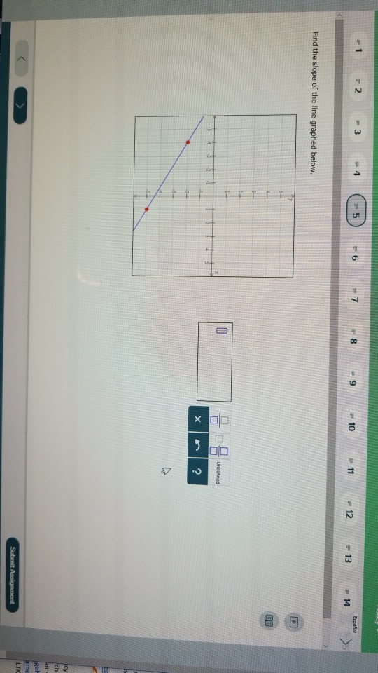 Solved 101112134 Find the slope of the line graphed below. 2 | Chegg.com
