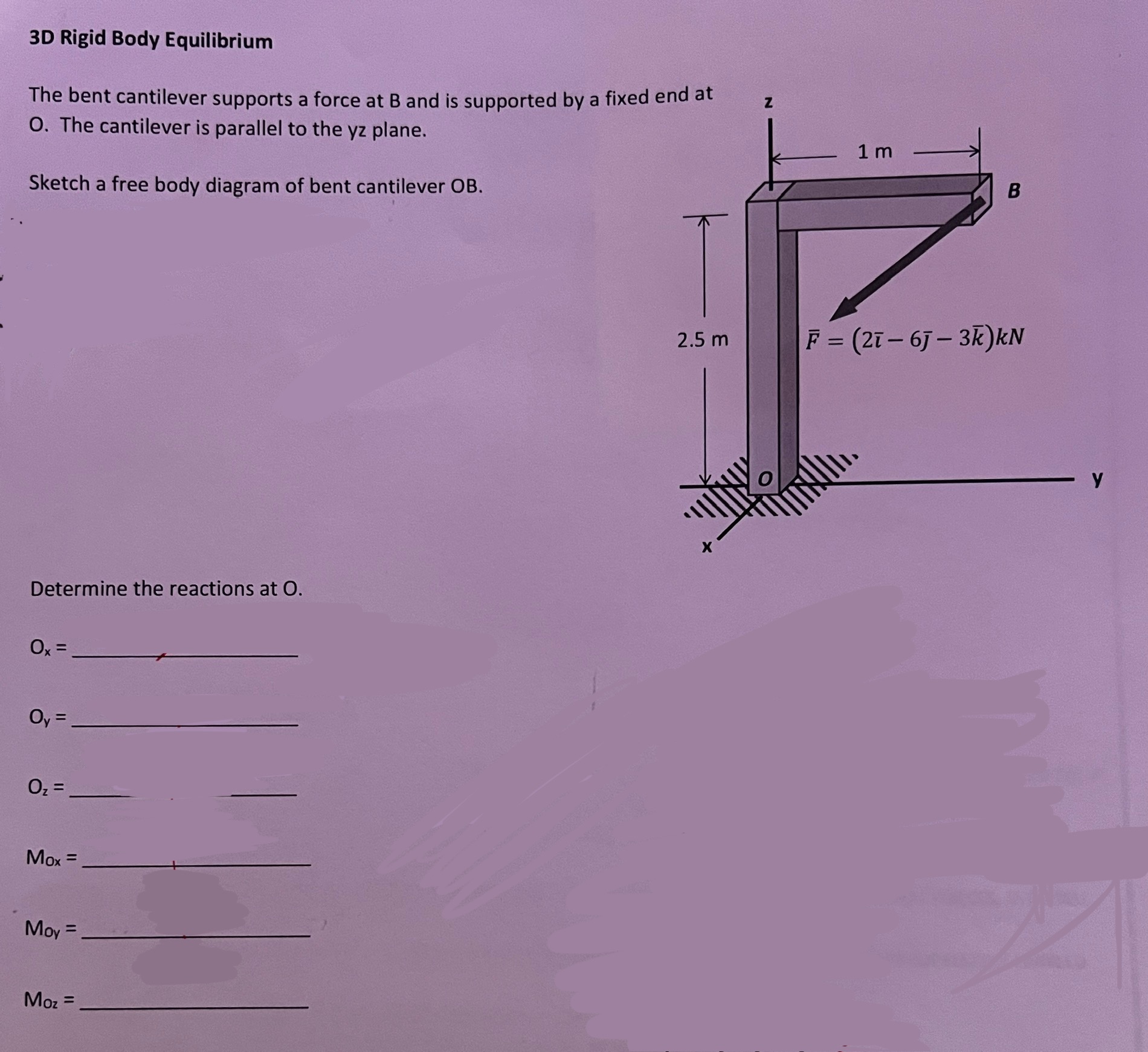 Solved The bent cantilever supports a force at B and is