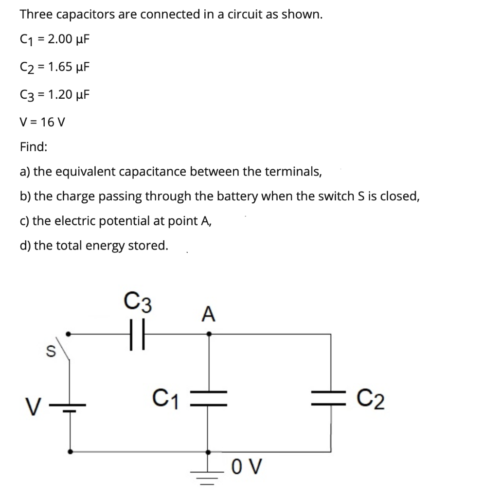 Solved Three Capacitors Are Connected In A Circuit As Shown. | Chegg.com