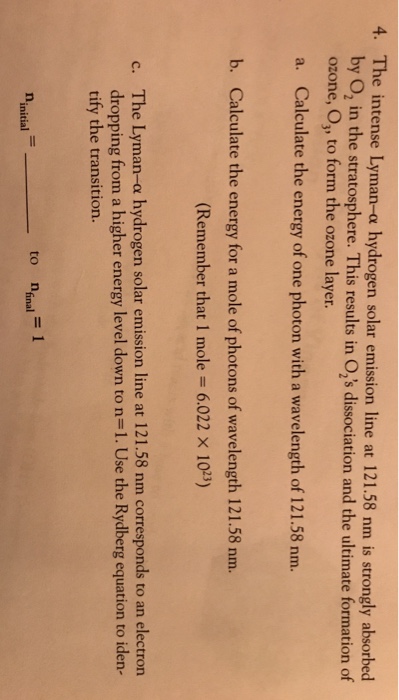 Solved e intense Lyman-oa hydrogen solar emission line at | Chegg.com