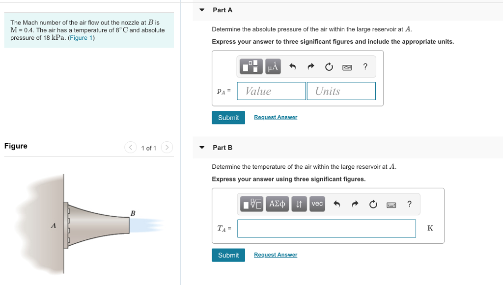 Solved Part A The Mach number of the air flow out the nozzle | Chegg.com