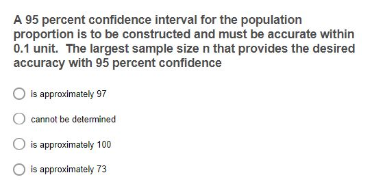 Solved A 95 percent confidence interval for the population | Chegg.com