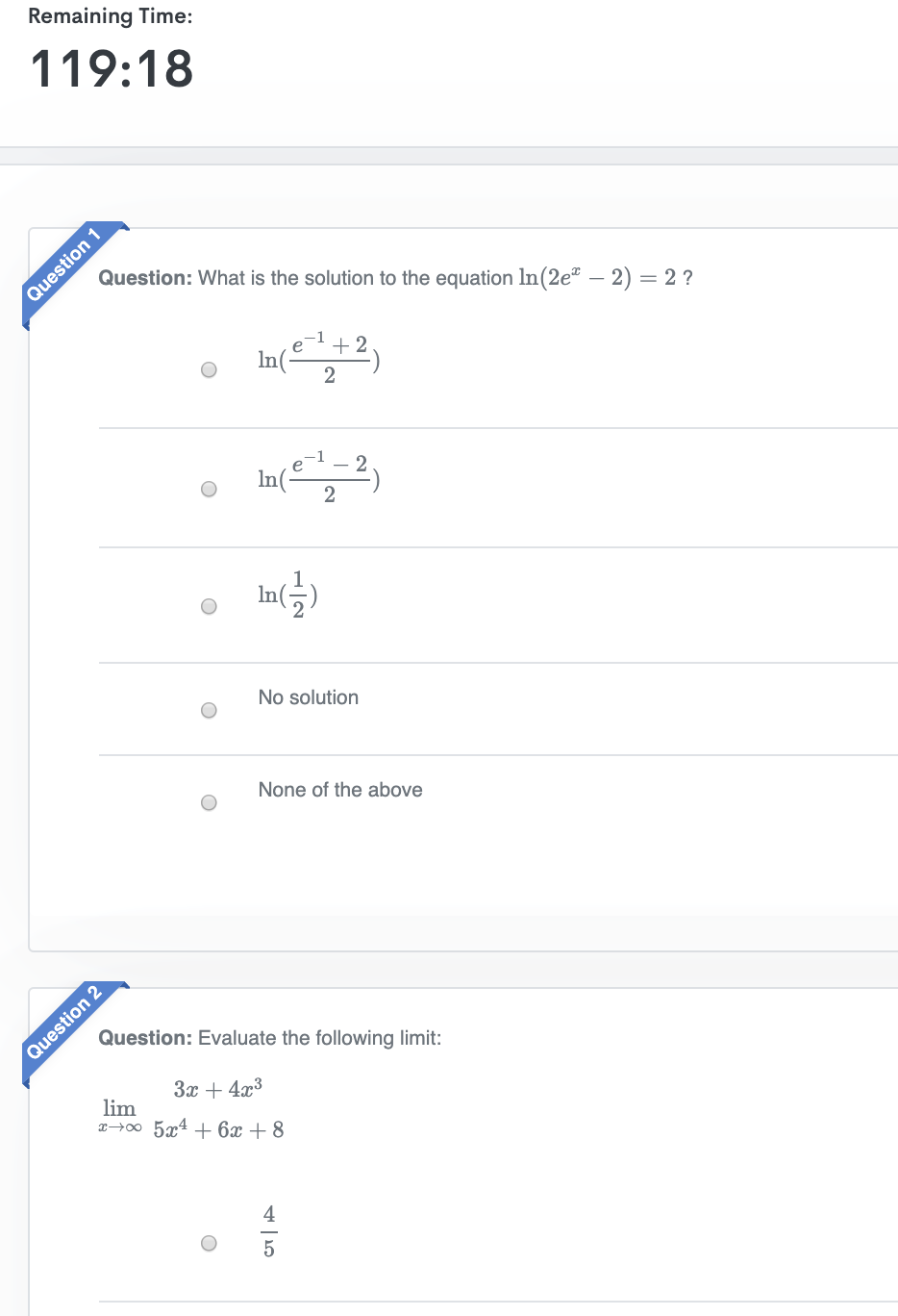 Solved Remaining Time: 119:18 Question: What is the solution | Chegg.com