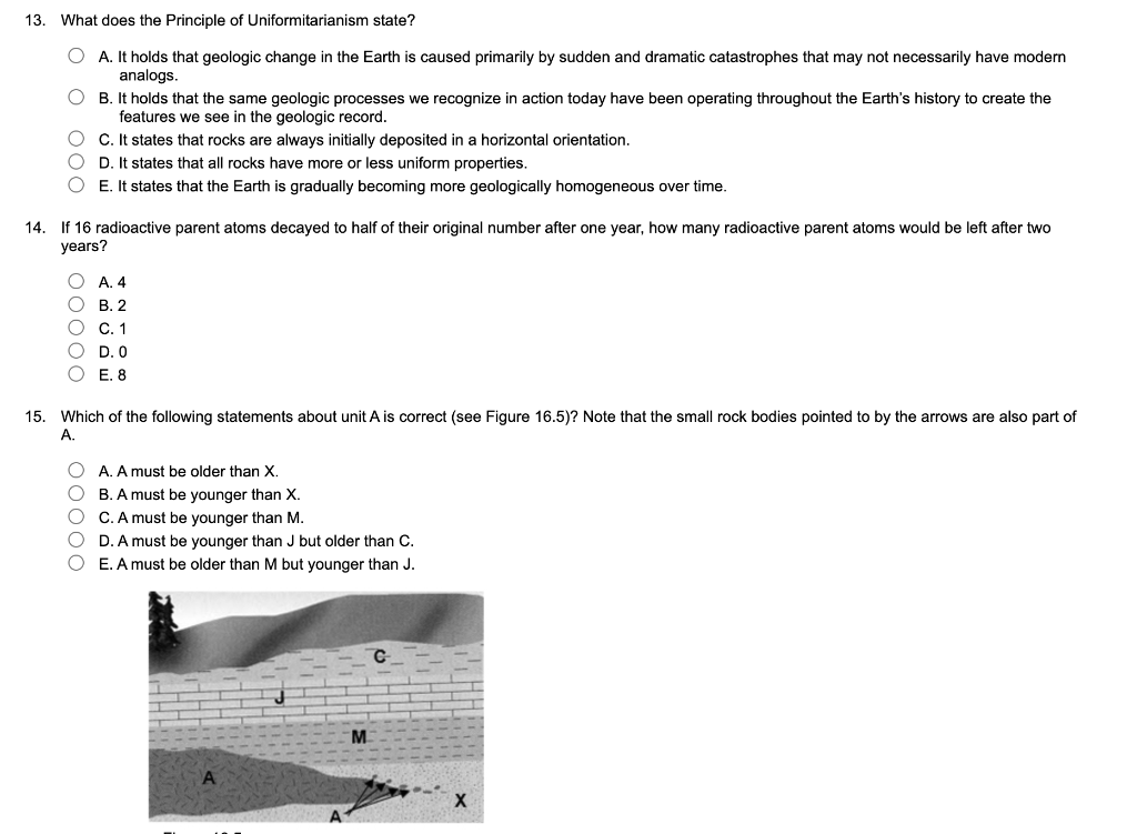 Solved 13. What does the Principle of Uniformitarianism