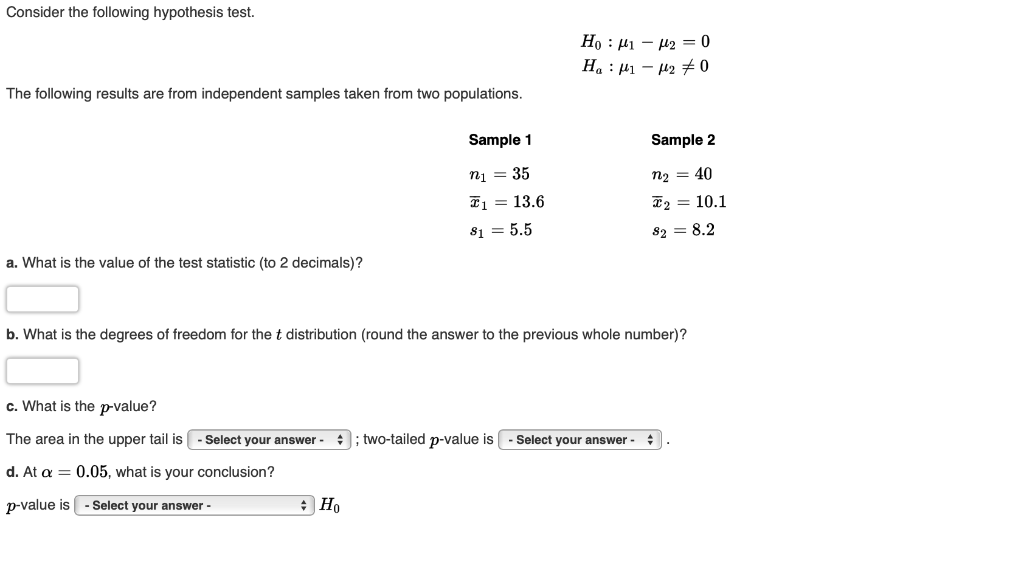 Solved Consider The Following Hypothesis Test The Following