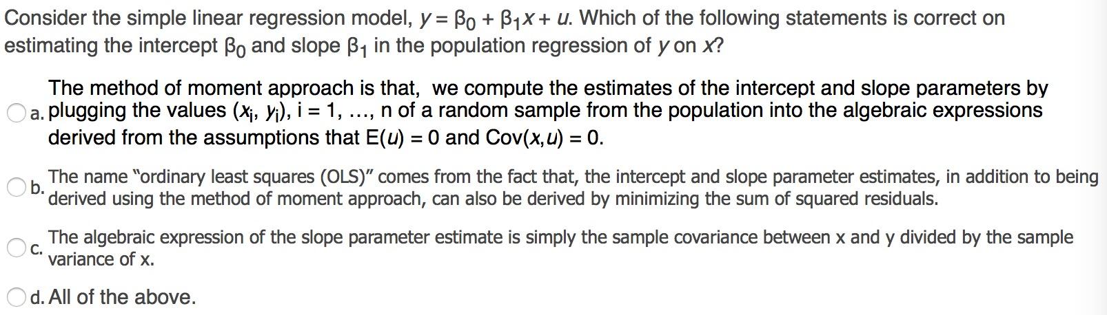 Solved = Consider The Simple Linear Regression Model, Y = Bo | Chegg.com