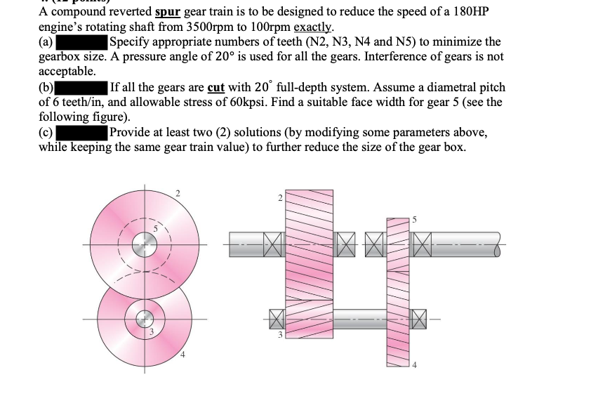 Solved A compound reverted spur gear train is to be designed | Chegg.com