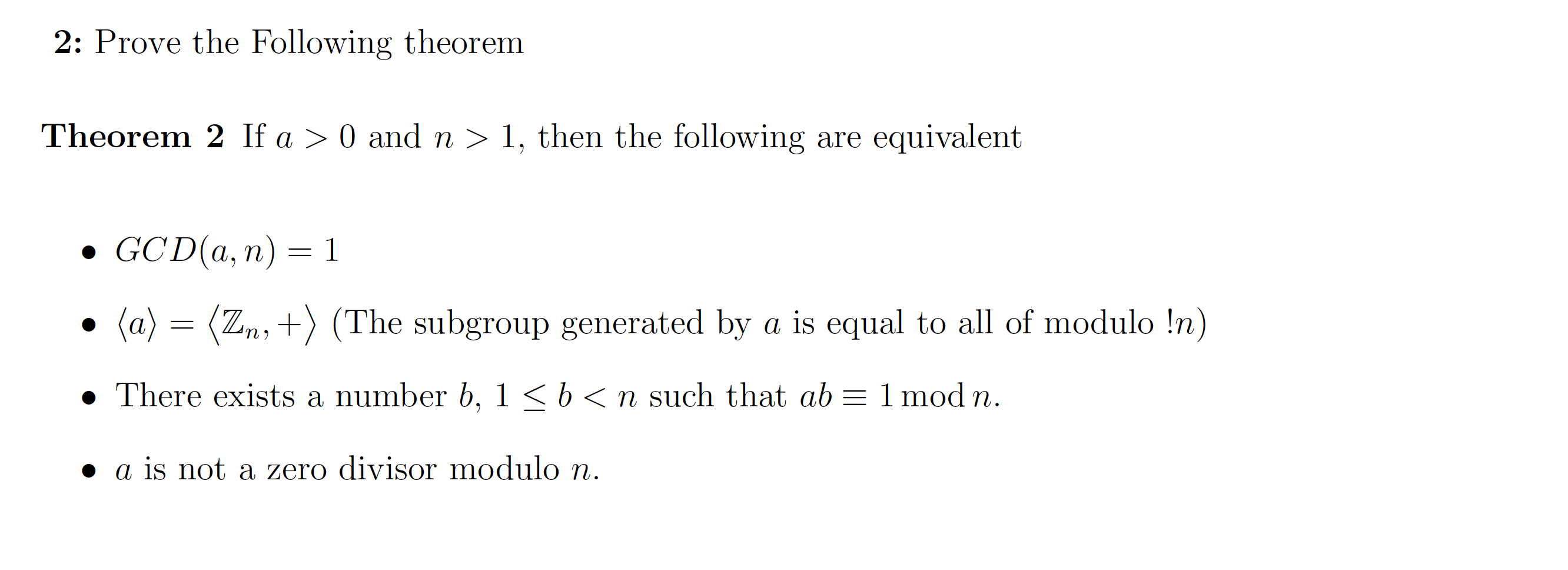 Solved 2: Prove The Following Theorem Theorem 2 If A > 0 And | Chegg.com