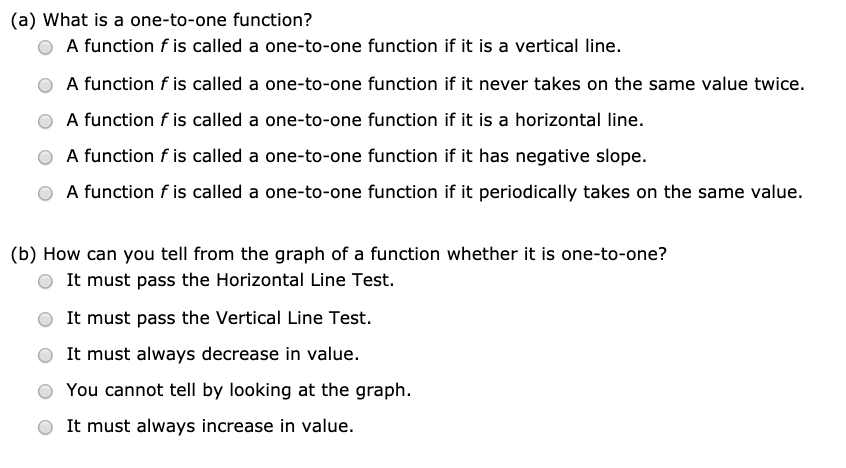 Solved A What Is A One To One Function O A Function F Chegg Com