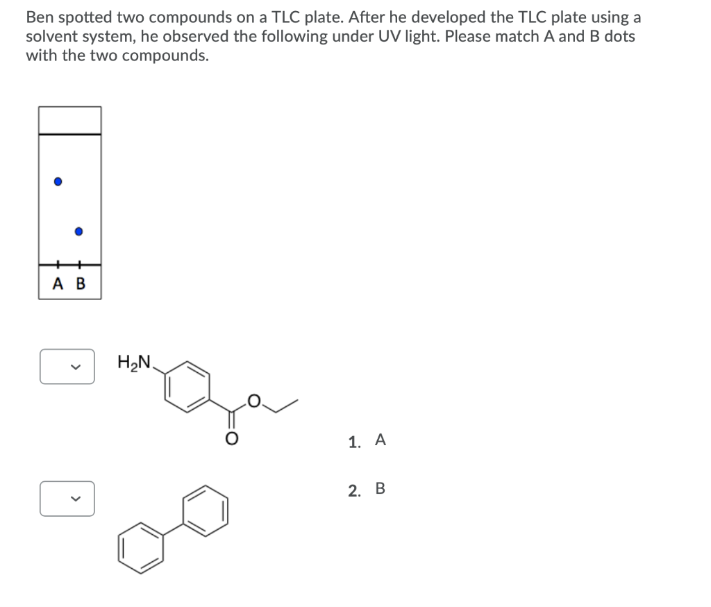 Solved Ben spotted two compounds on a TLC plate. After he | Chegg.com