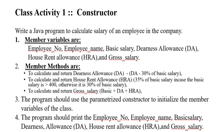 Solved Class Activity 1 :: Constructor Write a Java program | Chegg.com