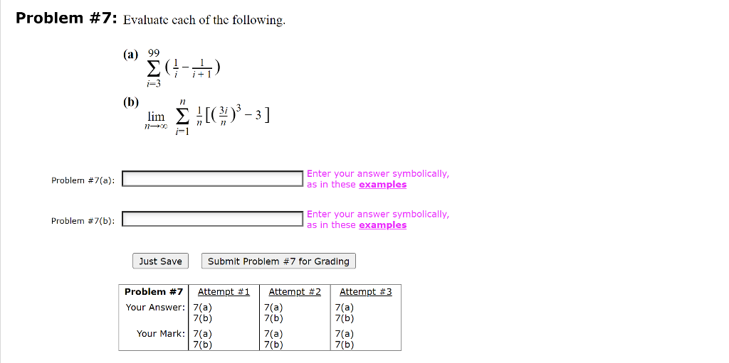 Solved Problem \#7: Evaluate each of the following. (a) | Chegg.com