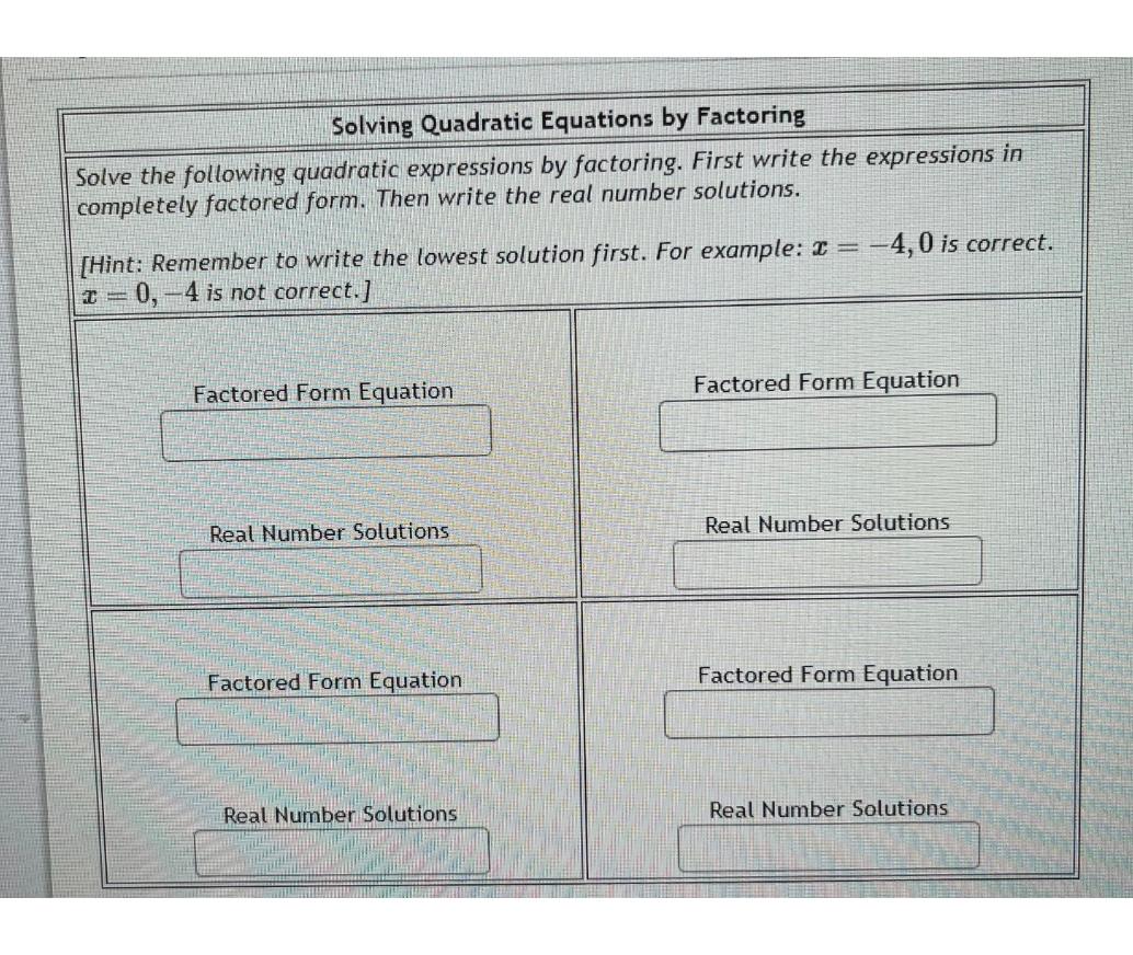Solving Quadratic Equations by Factoring Solve the | Chegg.com