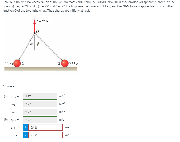 Solved Calculate the vertical acceleration of the system
