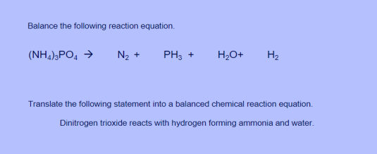 Solved Balance The Following Reaction Equation Nh4 3po4 →