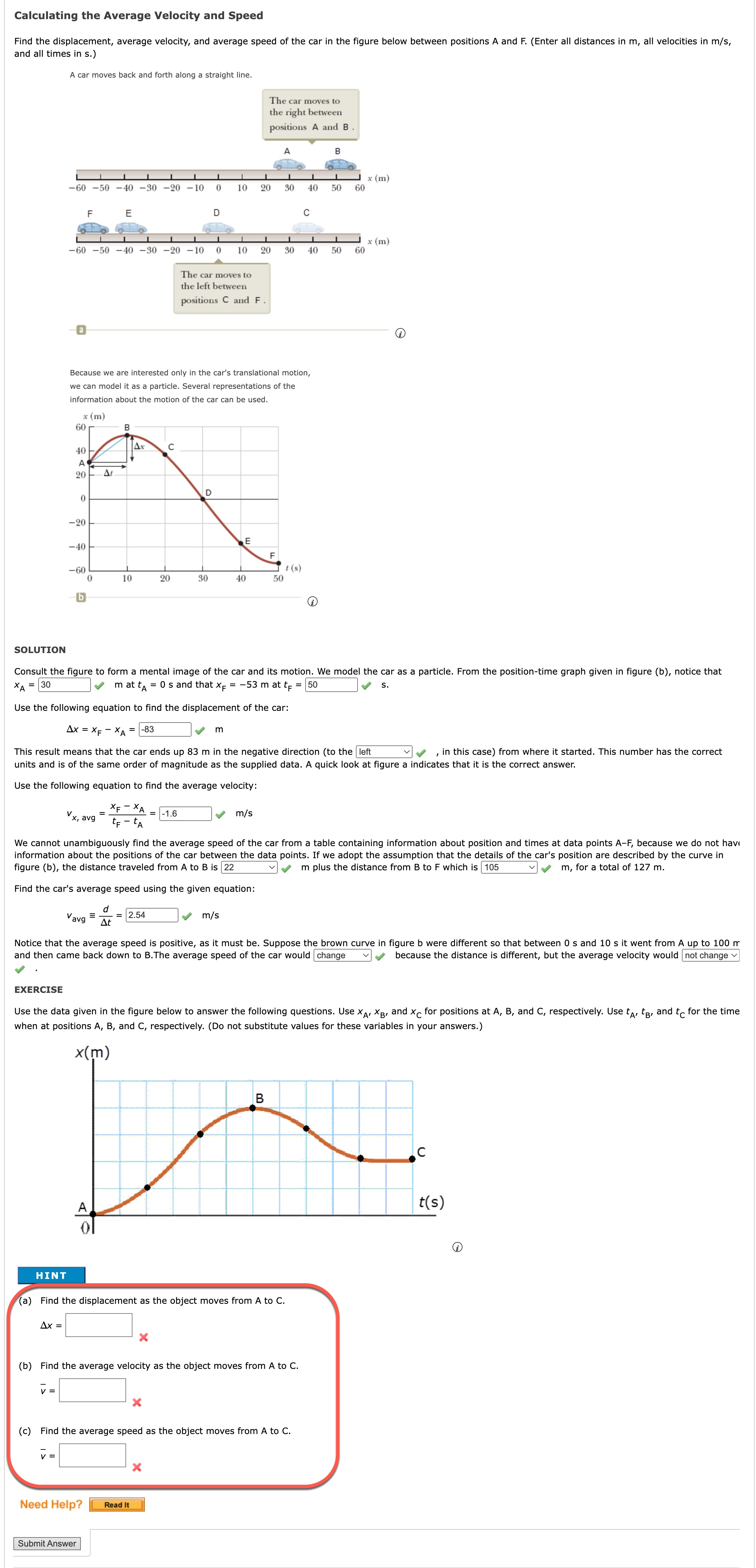 Solved Calculating the Average Velocity and Speed Find the | Chegg.com