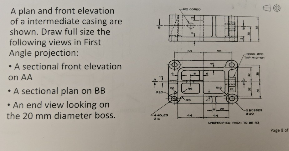 Solved 母 A plan and front elevation of a intermediate | Chegg.com