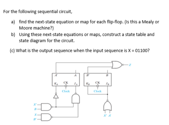 Solved For the following sequential circuit, a) find the | Chegg.com