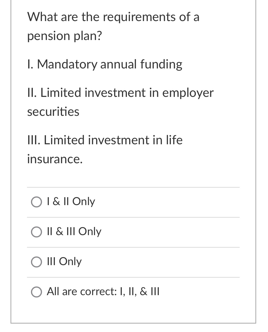 Solved Which of the following pension plan calculations | Chegg.com