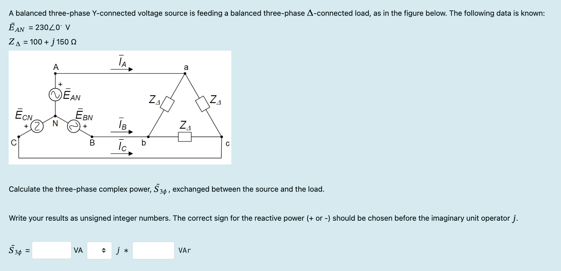 Solved A balanced three-phase Y -connected voltage source is | Chegg.com
