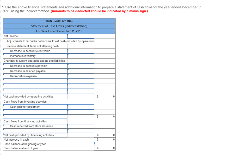 Solved QS 16 19 Indirect Preparing Statement Of Cash Flows Chegg
