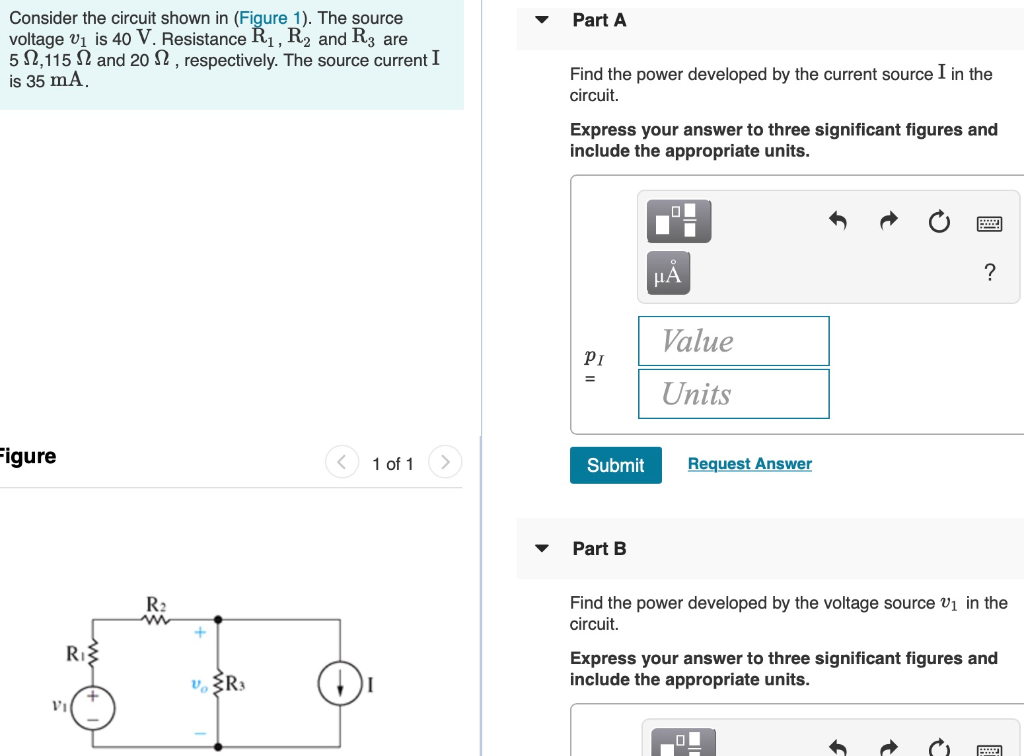 Solved Part A Consider the circuit shown in (Figure 1). The | Chegg.com