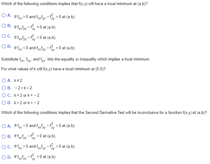 Solved For What Values Of The Constant K Does The Second Chegg Com