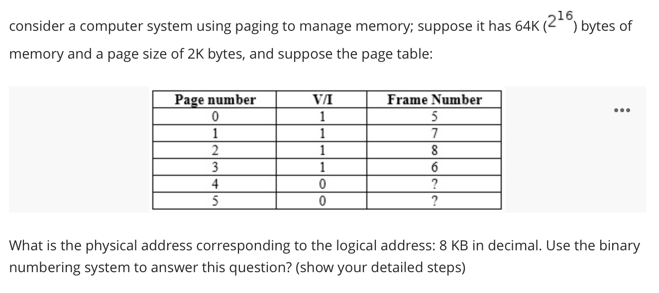 Solved consider a computer system using paging to manage | Chegg.com