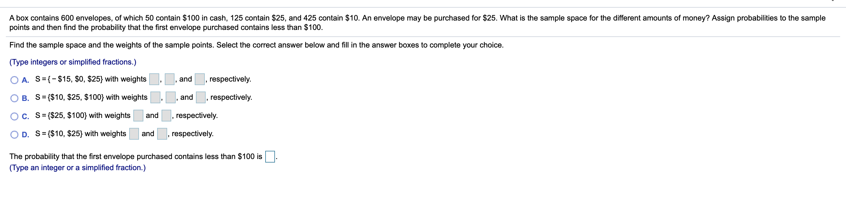 Solved A box contains 600 envelopes, of which 50 contain