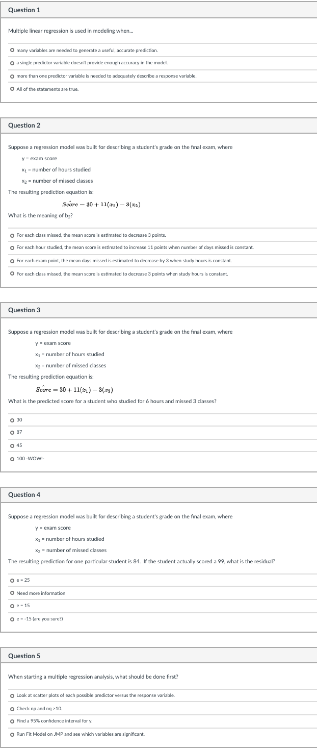 Solved Question 1 Multiple linear regression is used in | Chegg.com