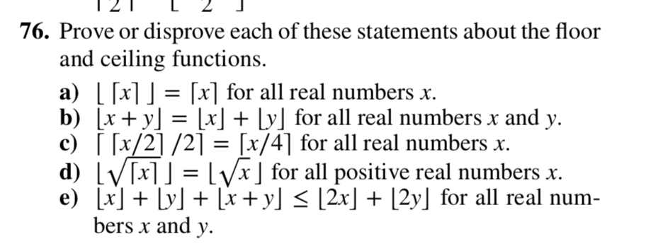 Solved 76 Prove Or Disprove Each Of These Statements Abo