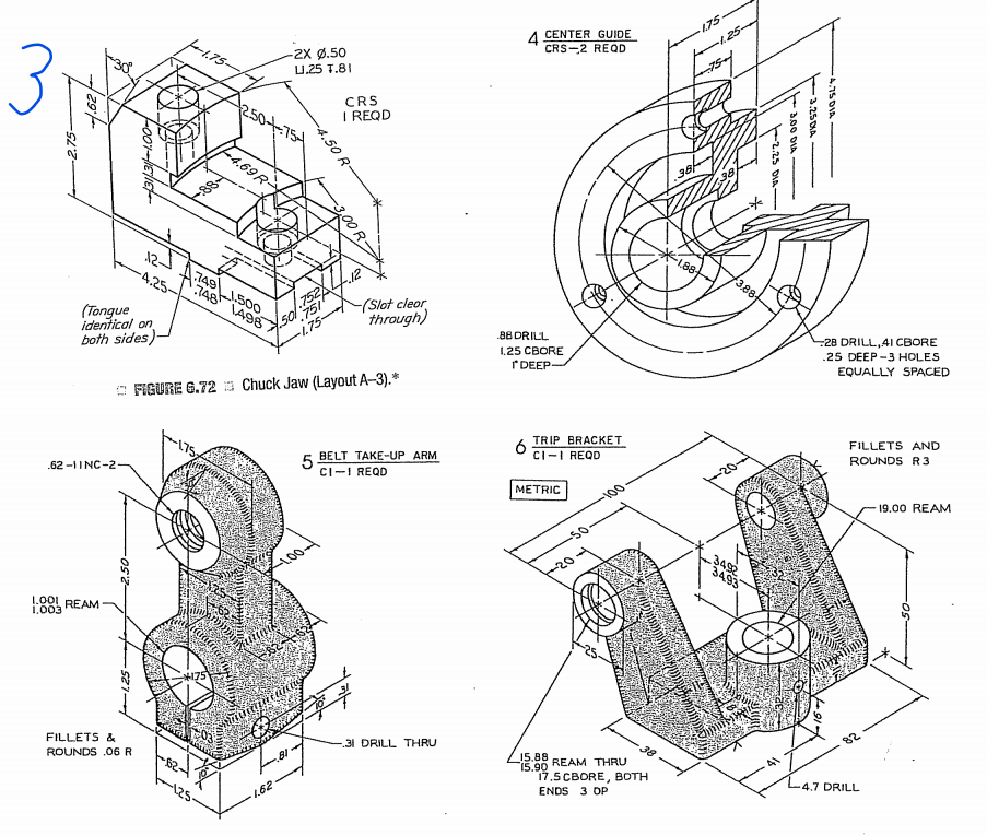 Solved 275 |--1.75 4 CENTER GUIDE CRS-2 REQD 2X 0.50 01.25 | Chegg.com