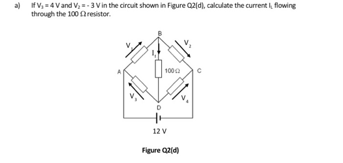 Solved a) If V2 = 4 Vand V, - - 3 V in the circuit shown in | Chegg.com