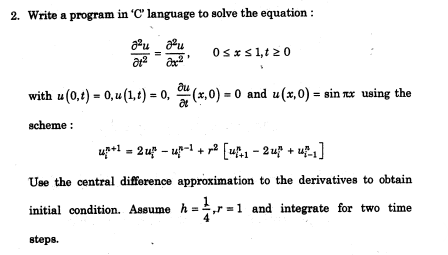 Solved 2. Write a program in 'C' language to solve the | Chegg.com
