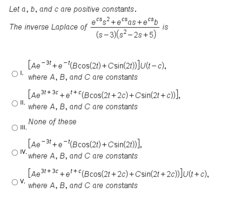 Solved Let A B And Care Positive Constants Ecs Ecas Eb Chegg Com