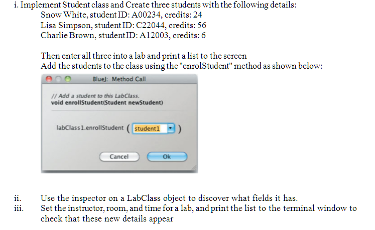 Solved Using the lab class and student javas to perform | Chegg.com