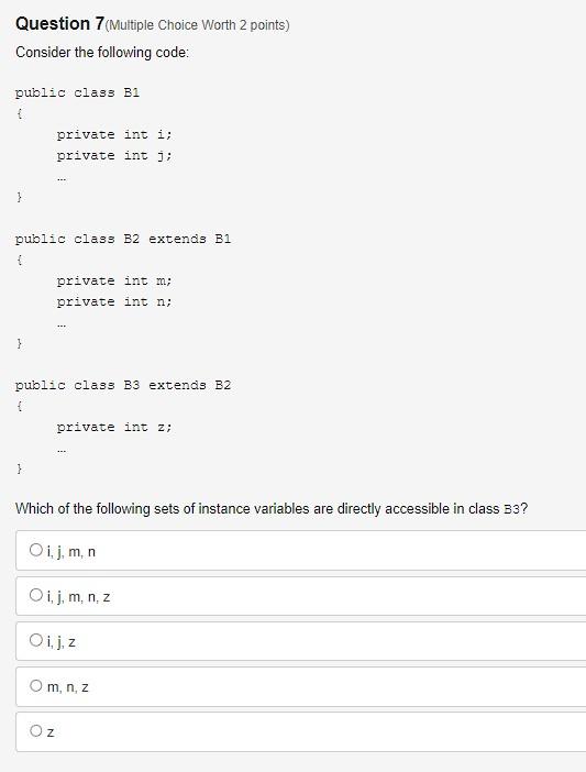 Solved Question 7 (Multiple Choice Worth 2 points) Consider | Chegg.com