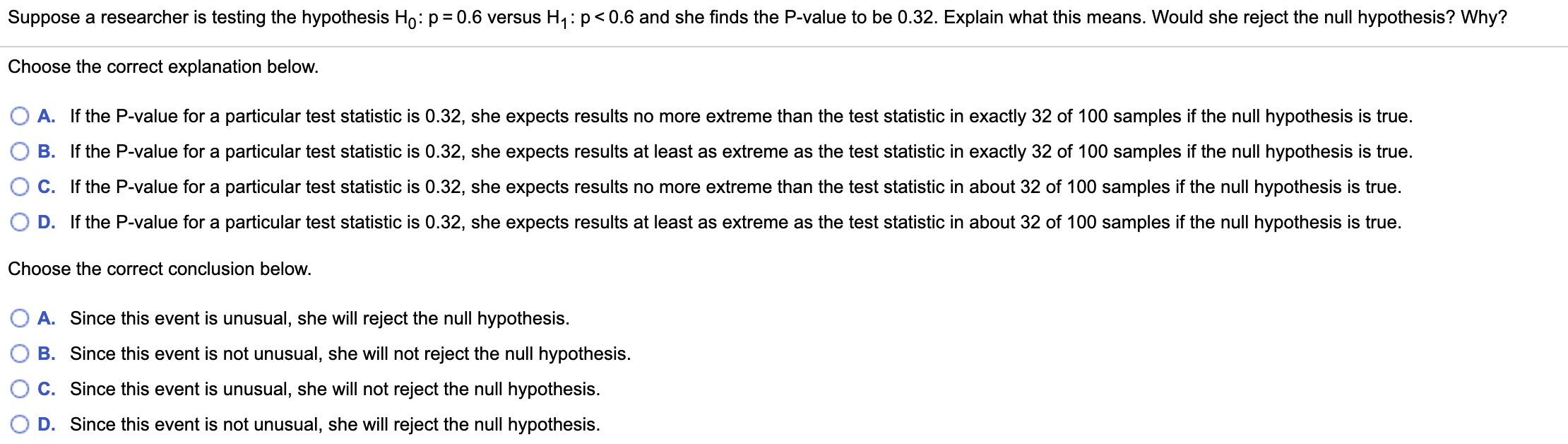 Solved Suppose A Researcher Is Testing The Hypothesis Ho: P | Chegg.com