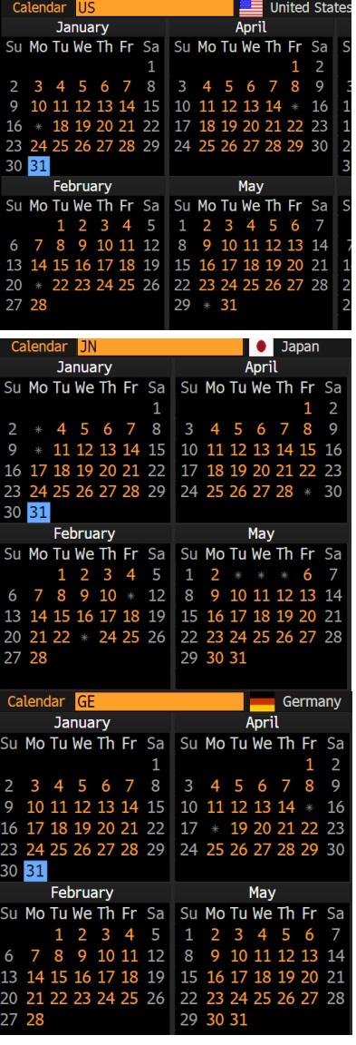 Solved Refer to the calendars of three countries, USA, Japan | Chegg.com