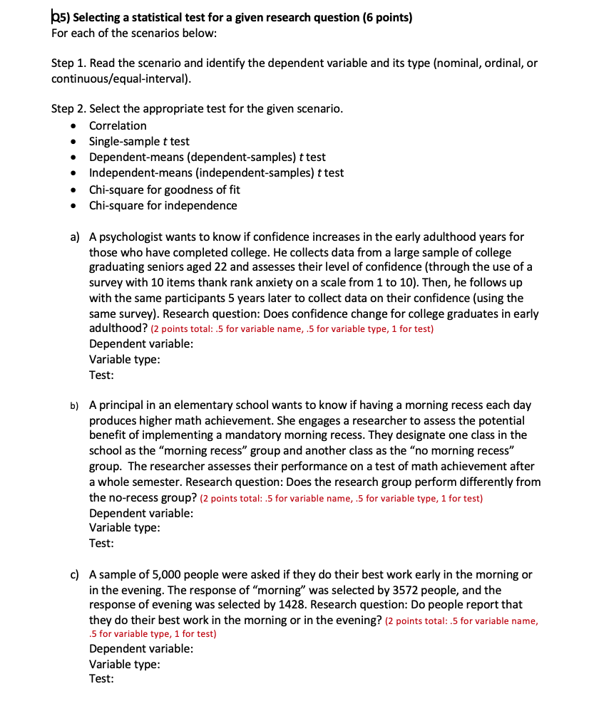 research question statistical test and purpose example brainly