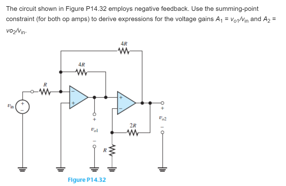 Solved The circuit shown in Figure P14.32 employs negative | Chegg.com