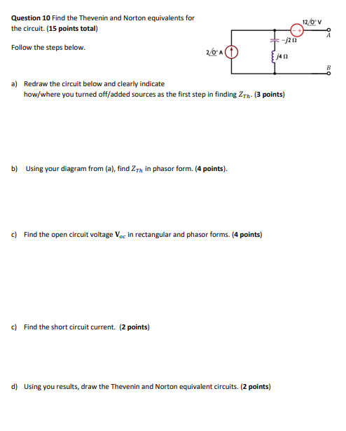 Solved Question 10 Find The Thevenin And Norton Equivalents | Chegg.com