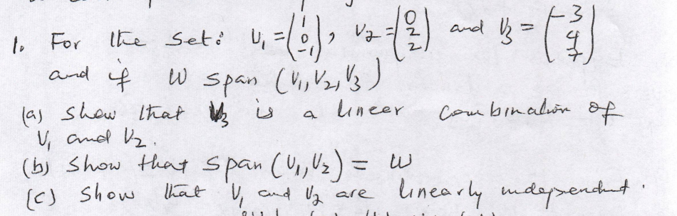 Solved 1. For The Set: V1=⎝⎛10−1⎠⎞,V2=⎝⎛022⎠⎞ And | Chegg.com